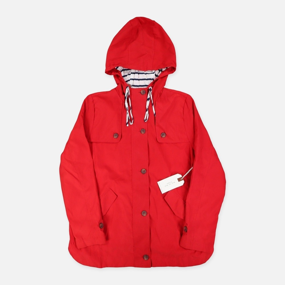 Day to Day Blu Pepper Red Hooded Utility Jacket Womens M Striped Hood NWT